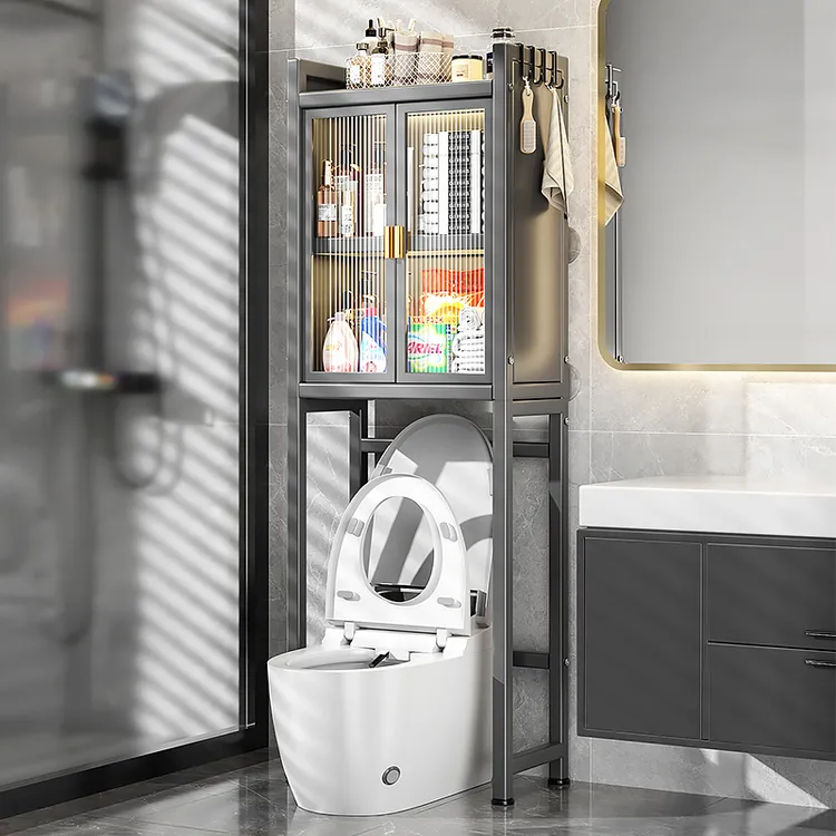 卫生间马桶置物架上方落地式洗衣机后面的空隙架子侧边厕所收纳柜