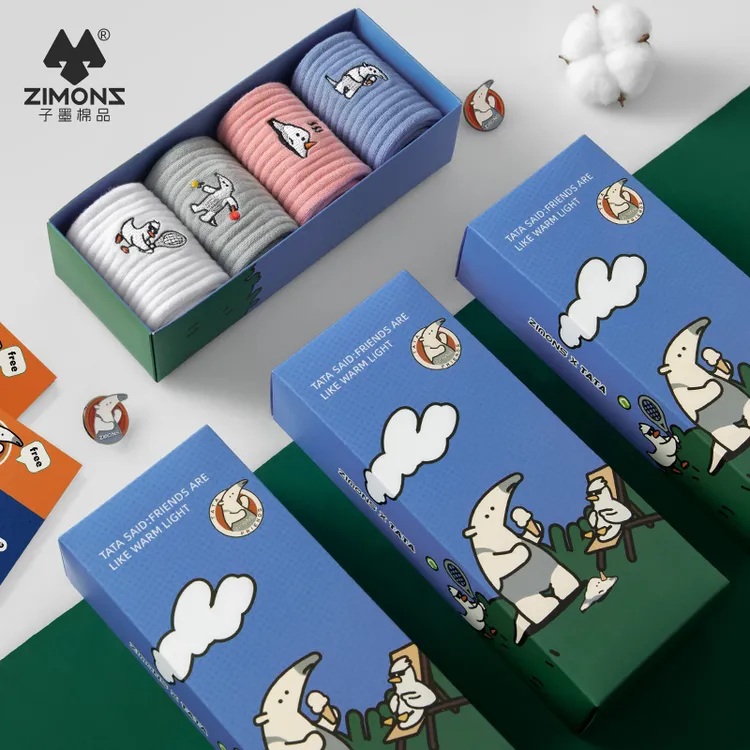 子墨棉品TATA联名刺绣棉原创限定画师礼盒7A抗菌四季个性可爱长袜