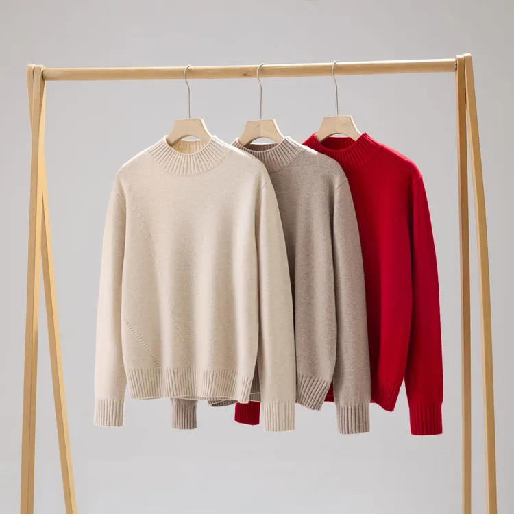 2025秋冬半高领针织厚款通勤风老钱风针法加厚纯羊毛衫QFY5036