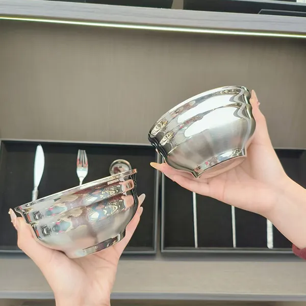 竹节碗304不锈钢韩式奢级节节高升碗【支持检测】