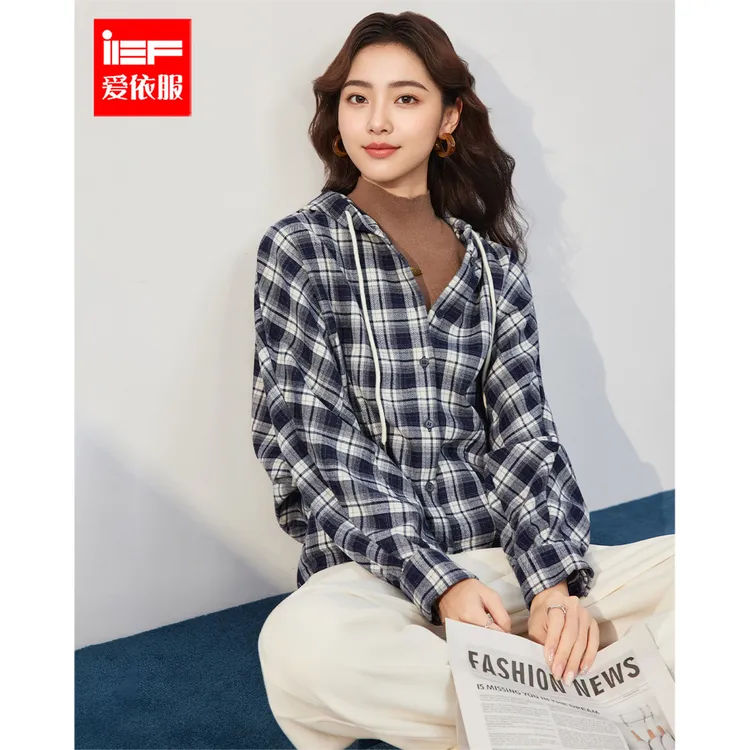 IEF/爱依服2025秋季新款韩版休闲通勤气质复古格子设计百搭外披