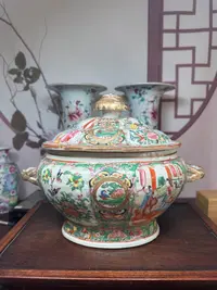 陶瓷工艺品广彩人物盖锅