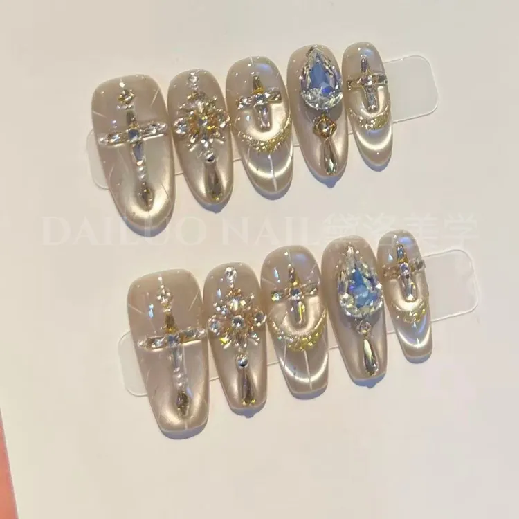 【神谕圣光2.0】K9东洲锆石钻秋冬爆款高级感水光猫眼手工穿戴甲