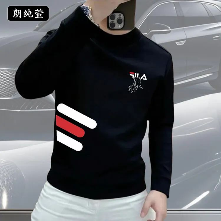 朗纯萱卫衣男潮牌秋冬新款加绒无帽时尚百搭印花圆领上衣高端男装