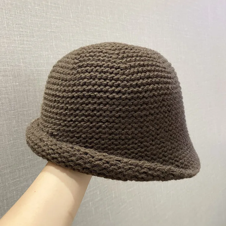 韩版卷边针织盆帽女秋冬季简约百搭显脸小渔夫帽包头帽套头毛线帽
