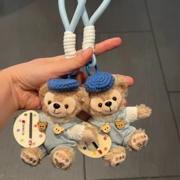 达菲小熊挂件画家达菲钥匙扣装饰毛绒小熊玩偶娃娃卡通包包公仔汽