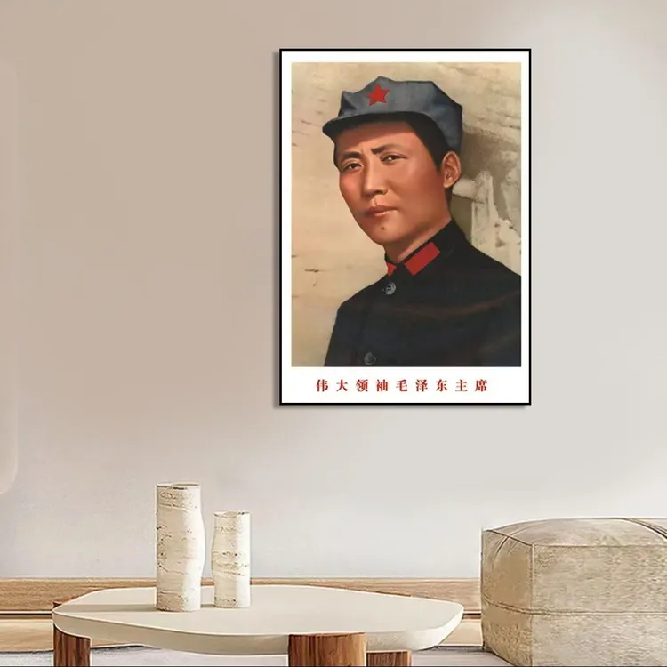  画像肖像毛爷爷挂画背景墙笔画客厅玄关办公室装饰画