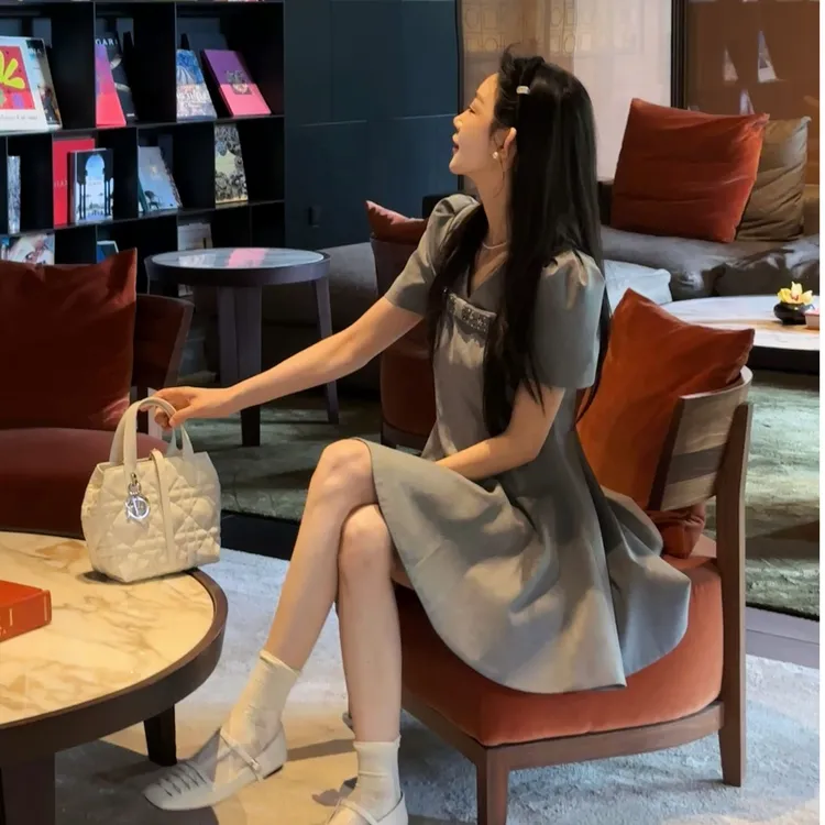 OUDOCKEE 鸥鸥【梦露】灰色连衣裙气质时尚女款 L2502H235T