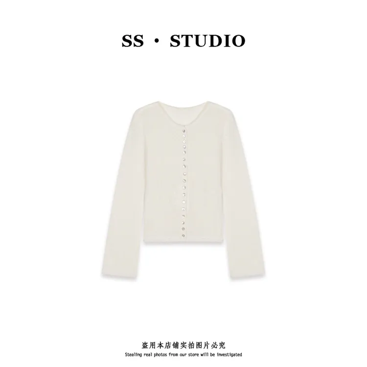 【SUSU】秋款气质轻奢长袖毛衣百搭圆领针织开衫上衣SS-5846