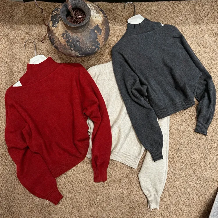 韩版高领背心上衣两件套冬季2025新款显瘦百搭纯色时尚针织套装