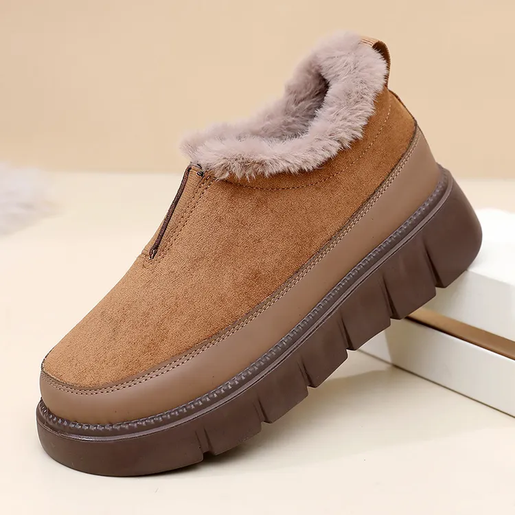冬季新款厚底增高雪地靴女棉鞋加绒加厚保暖妈妈鞋防滑老北京布鞋