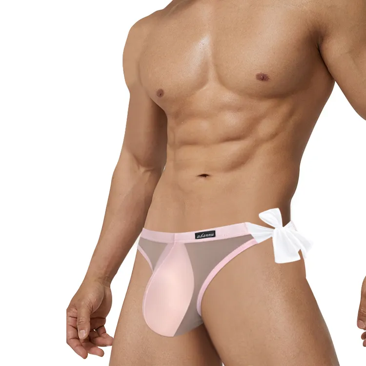 绑绳蝴蝶结高叉男士三角裤低腰性感国风冰丝设计送礼送男朋友内裤