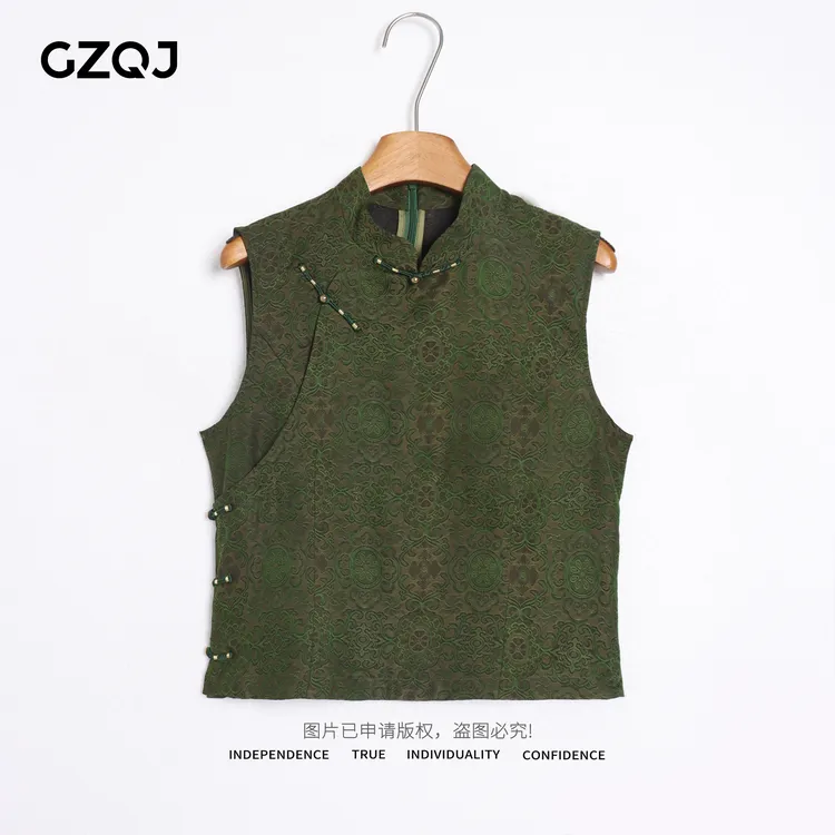 老琴私服【碧落】 桑蚕丝香云纱欧若风新中式国风立领马夹女 40952