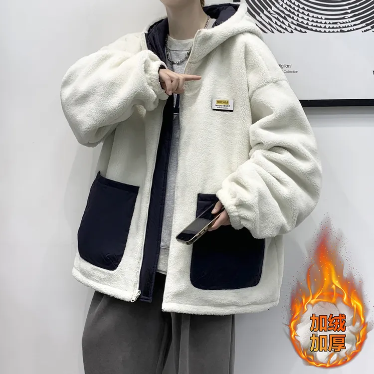 【羊羔绒双面穿】情侣款防水双面穿连帽常规保暖时尚加厚棉衣棉服