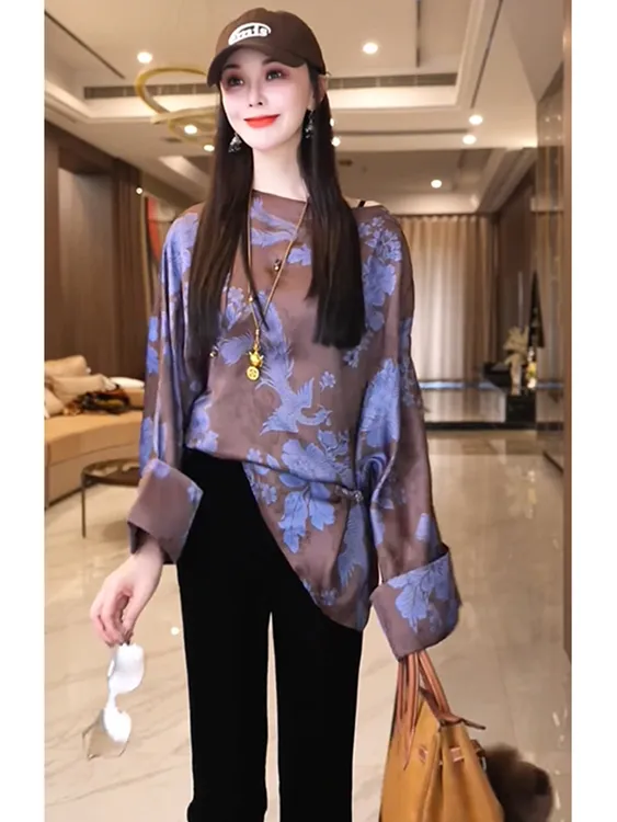 轻奢气质别致百搭宽松衬衫潮欧洲站2025秋季高级感重工中长款上衣