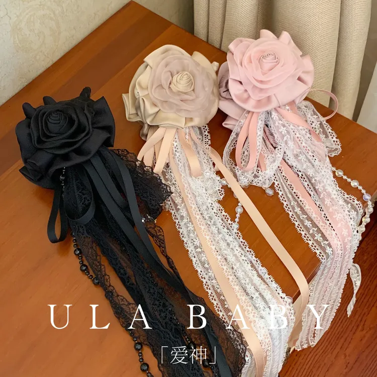 【喜儿ula】10-31-3「爱神」优雅流苏飘带蕾丝花朵气质发夹