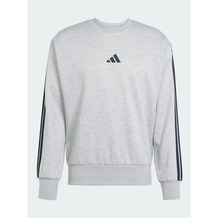 adidas阿迪达斯加绒卫衣男装新款灰色三条纹套头衫运动服JE6308