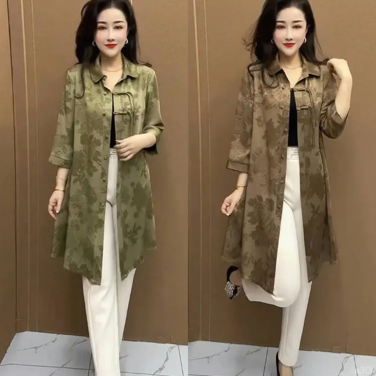 外套减龄春款七分袖印花时尚开衫流苏牡丹盘扣洋气气质新中式H652