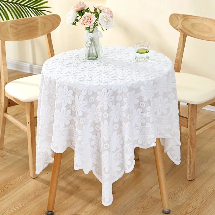 奶油风茶几垫桌布INS风白色床头柜布罩长方桌圆桌台布防尘盖布巾