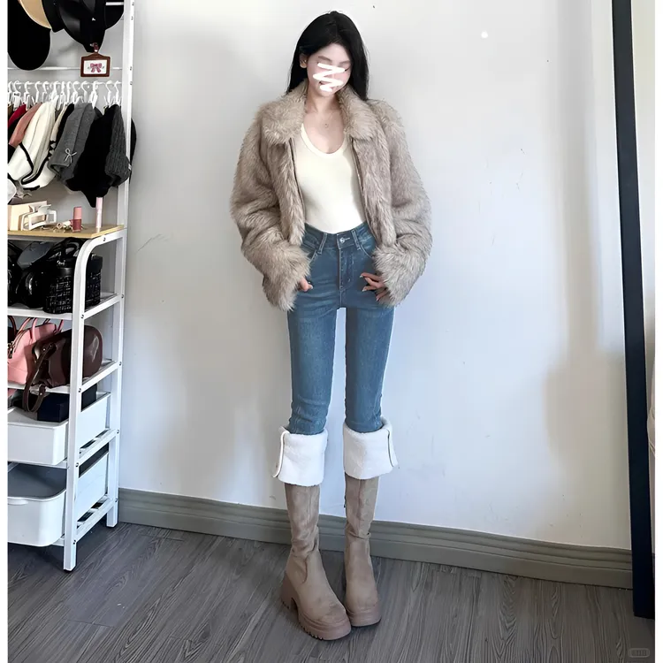 复古蓝配靴小脚牛仔裤女2025新款修身显瘦弹力紧身铅笔裤