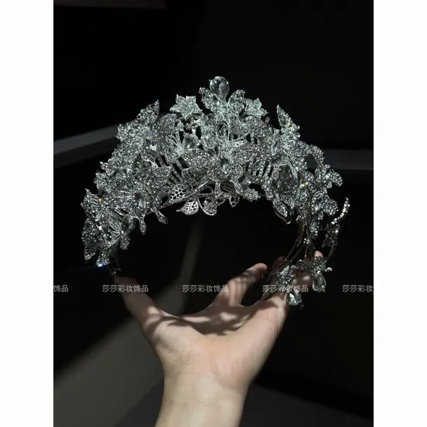 H6007 两件套可拆卸皇冠配饰新娘轻奢唯美满钻灵动蝴蝶皇冠