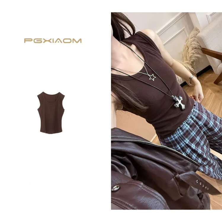  【PGXIAOM】润秀定制咖色背心B4479                             