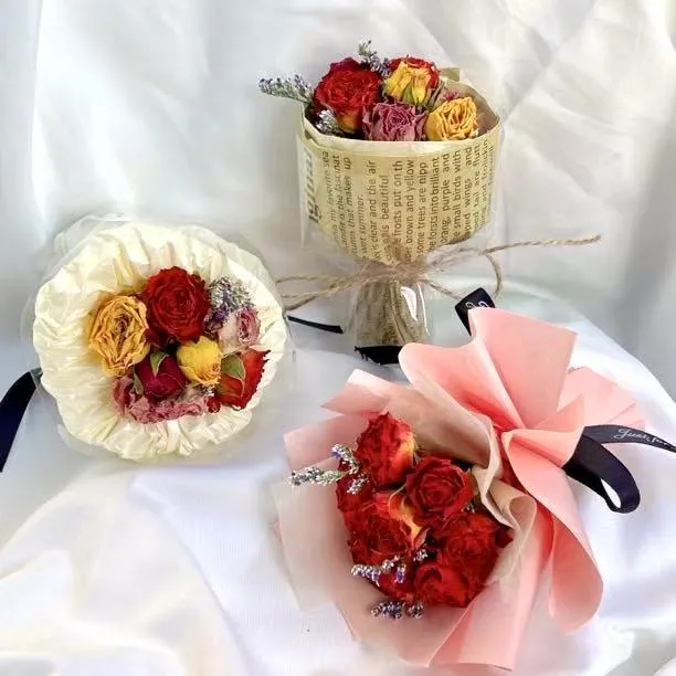 小迷你花束干花混搭玫瑰花束见面小礼物伴手礼居家摆件桌摆装饰