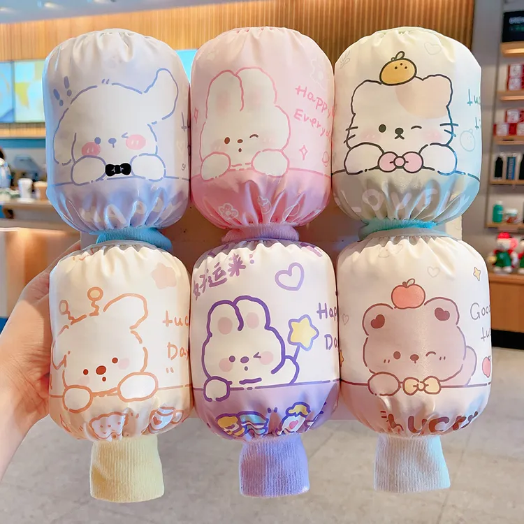 儿童防水袖套秋冬季2025新款女童束口护袖小宝宝卡通写字防污套袖