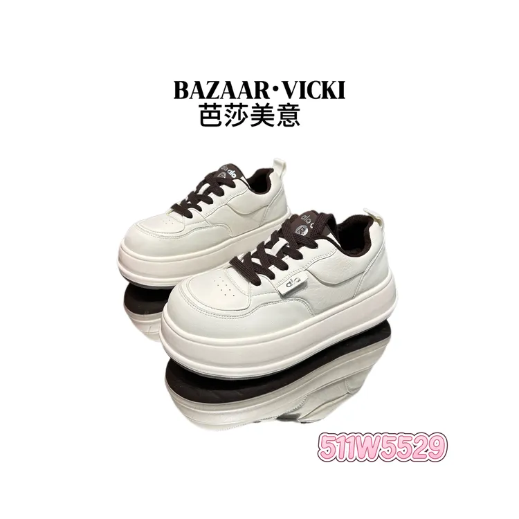 BAZAAR VICKI/芭莎美意511W5529休闲轻便小白鞋小众圆头百搭加绒
