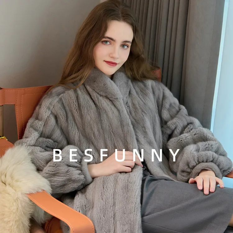 Besfunny蓝宝石本色中长款中古风水貂貂皮大衣女皮草外套整貂上衣