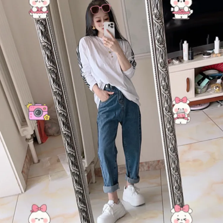 692-蓝色牛仔老爹裤