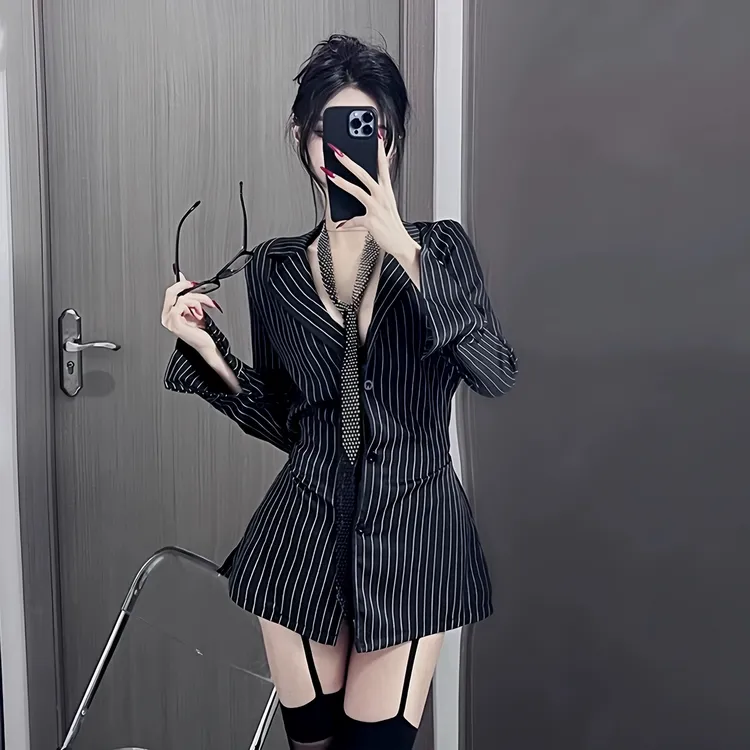 【蜜桃】性感教师秘书夜店舞台酒吧服饰西装工装制服