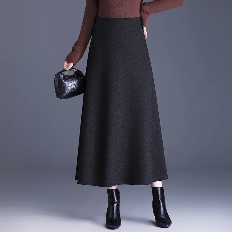 百搭休闲半身裙女2025秋冬新款松紧腰显瘦宽松气质通勤长裙A字裙