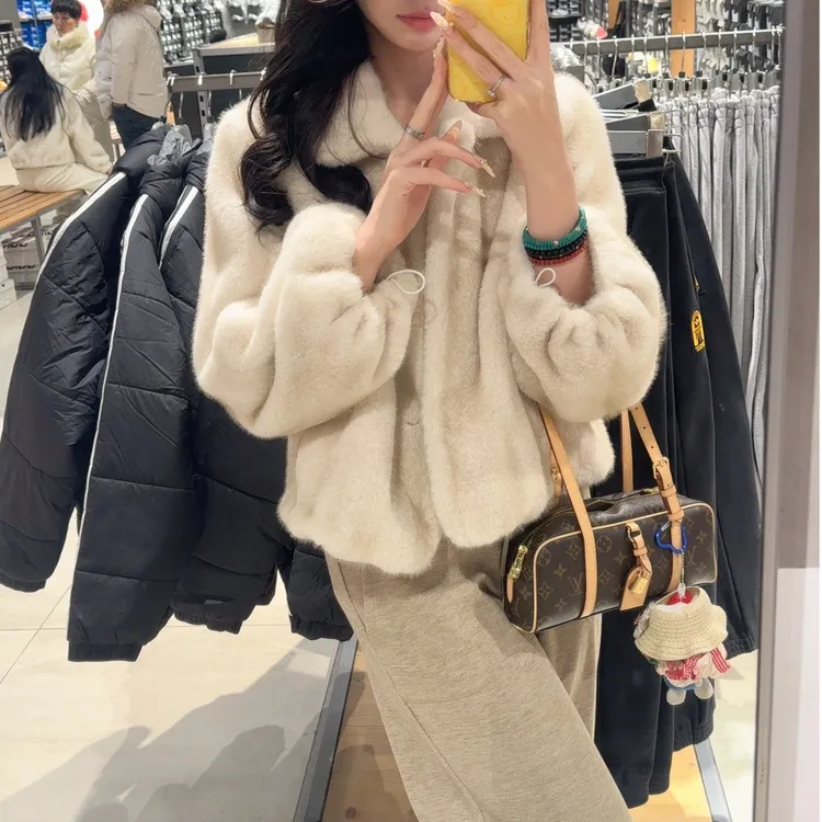 人造皮草 【在逃公主】复古欧貂毛翻领女冬季轻奢气质女士上衣
