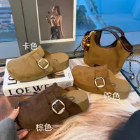 【晓溪服饰】舒适柔软厚底一脚蹬外穿复古包头半拖勃肯鞋女X791