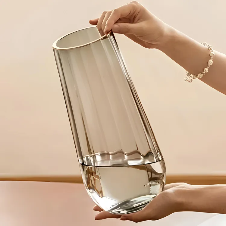 轻奢高级感透明玻璃花瓶插花器水养玫瑰专用客厅装饰水培摆件鲜花