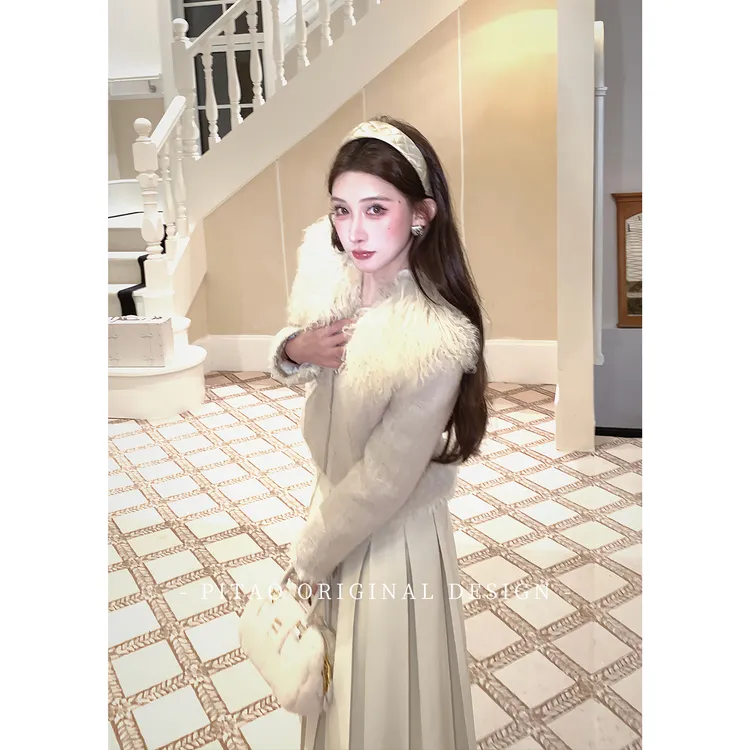 杜屁屁桃PITAO 原创【静奢时光】秋冬季轻奢毛领百搭90白鸭绒羽绒服