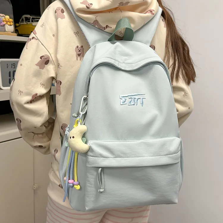 韩式风女生学院风初中生高中生大学生书包ins风纯色电脑包简约