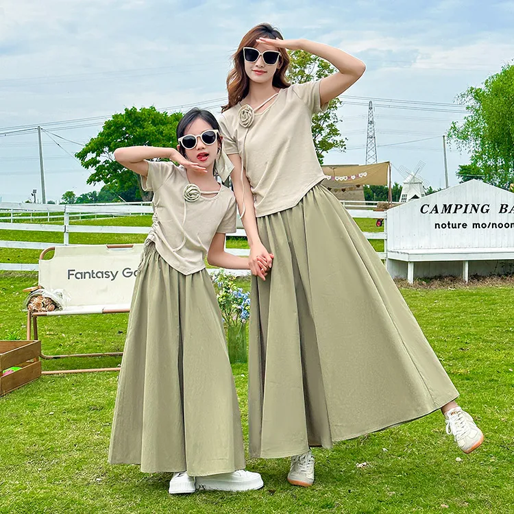 亲子装女童夏季套装2025新款时尚洋气夏装女大童山本裤儿童服装