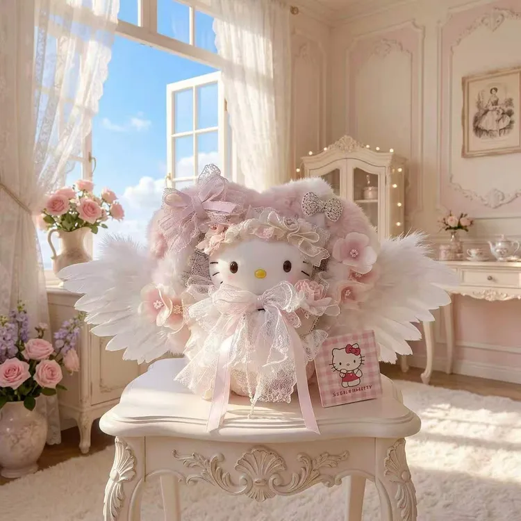 【送礼品袋】正版hellokitty包包挂件粉雾天使礼物毛绒挂件