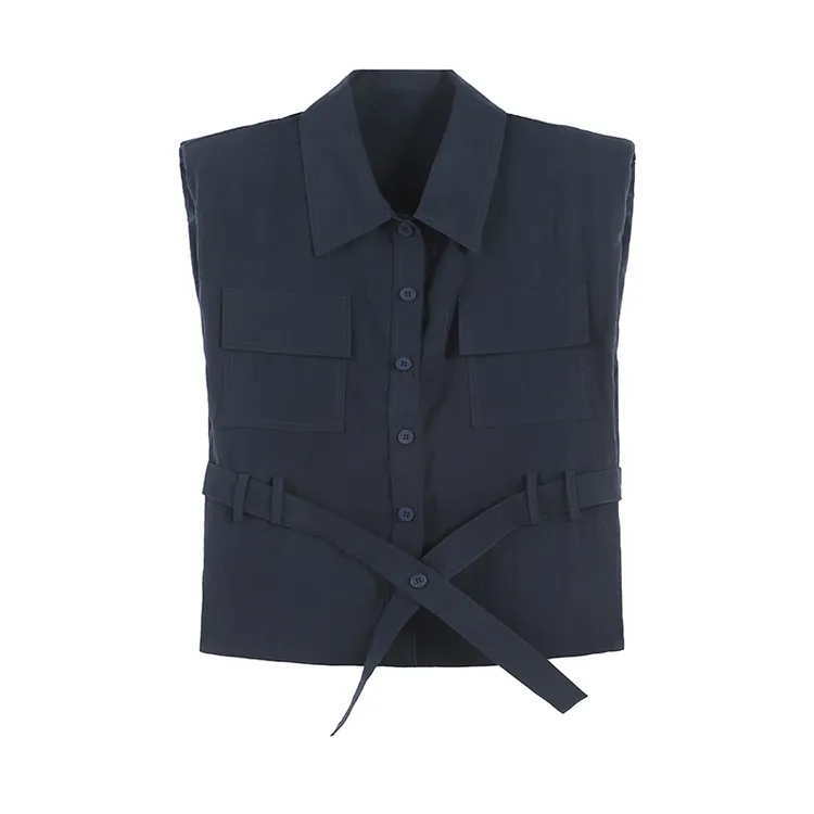 DENGDAHA「大哈]高级感短袖上衣收腰短百搭衬衫显瘦SHBZU917681