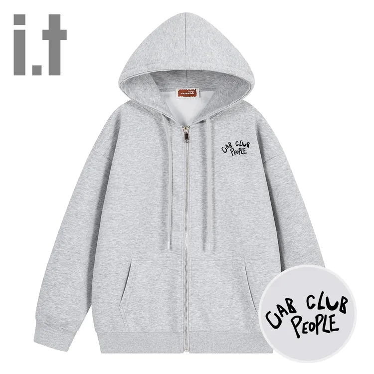 i.tccaabb秋冬季新款休闲连帽卫衣拉链开衫外套宽松男女同款情侣k