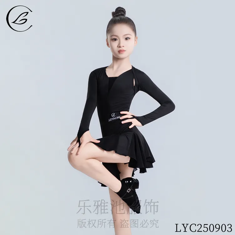 乐雅池少儿拉丁女童舞服秋冬款三件套演出服练功服250903