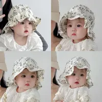 宝宝帽子春秋季婴儿渔夫帽大檐可爱超萌女宝遮阳帽新生儿盆帽薄款