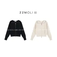ZzMoLi征真 撞色拉链连帽毛衣新款潮牌女装休闲针织衣服ZBY90363