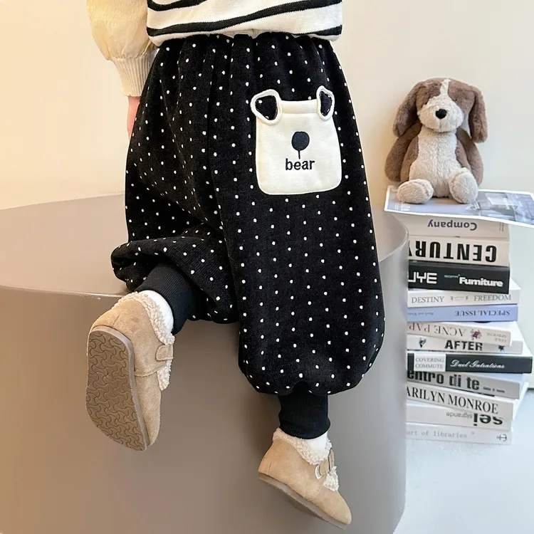 儿童冬季加绒束脚裤女童冬季加厚棉裤2025新款洋气休闲裤宝宝长裤