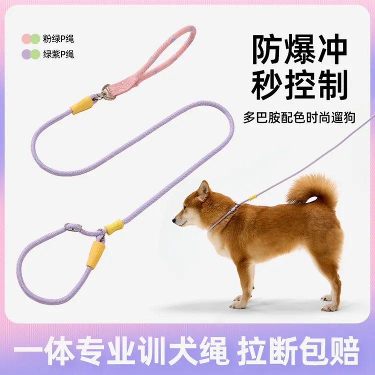 狗狗牵引绳防爆小型P绳子防挣脱调节大型犬宠物链子外出遛狗
