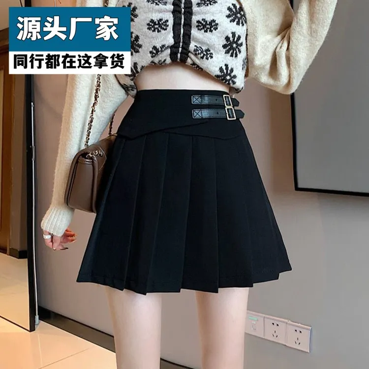 梵乐芬2025冬季新款毛呢百褶裙半身裙韩版高腰显瘦气质百搭a字短