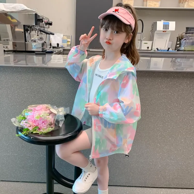 FAVMARTHA女童夏装防晒衣2025新款儿童洋气韩版女孩夏季字母防晒