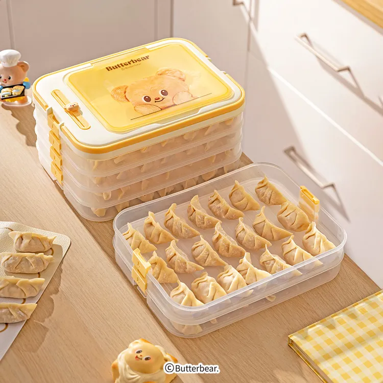【摩登主妇&黄油小熊】饺子冷冻收纳盒冰箱专用食品级馄饨保鲜盒